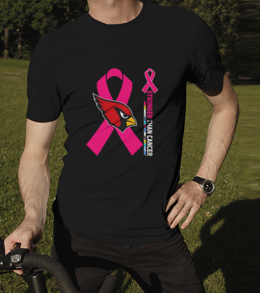 Arizona Cardinals Stronger Than Cancer Awareness Pink Ribbon T-Shirt