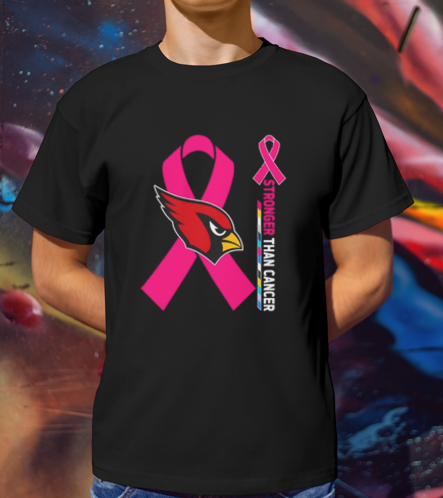 Arizona Cardinals Stronger Than Cancer Awareness Pink Ribbon T-Shirt