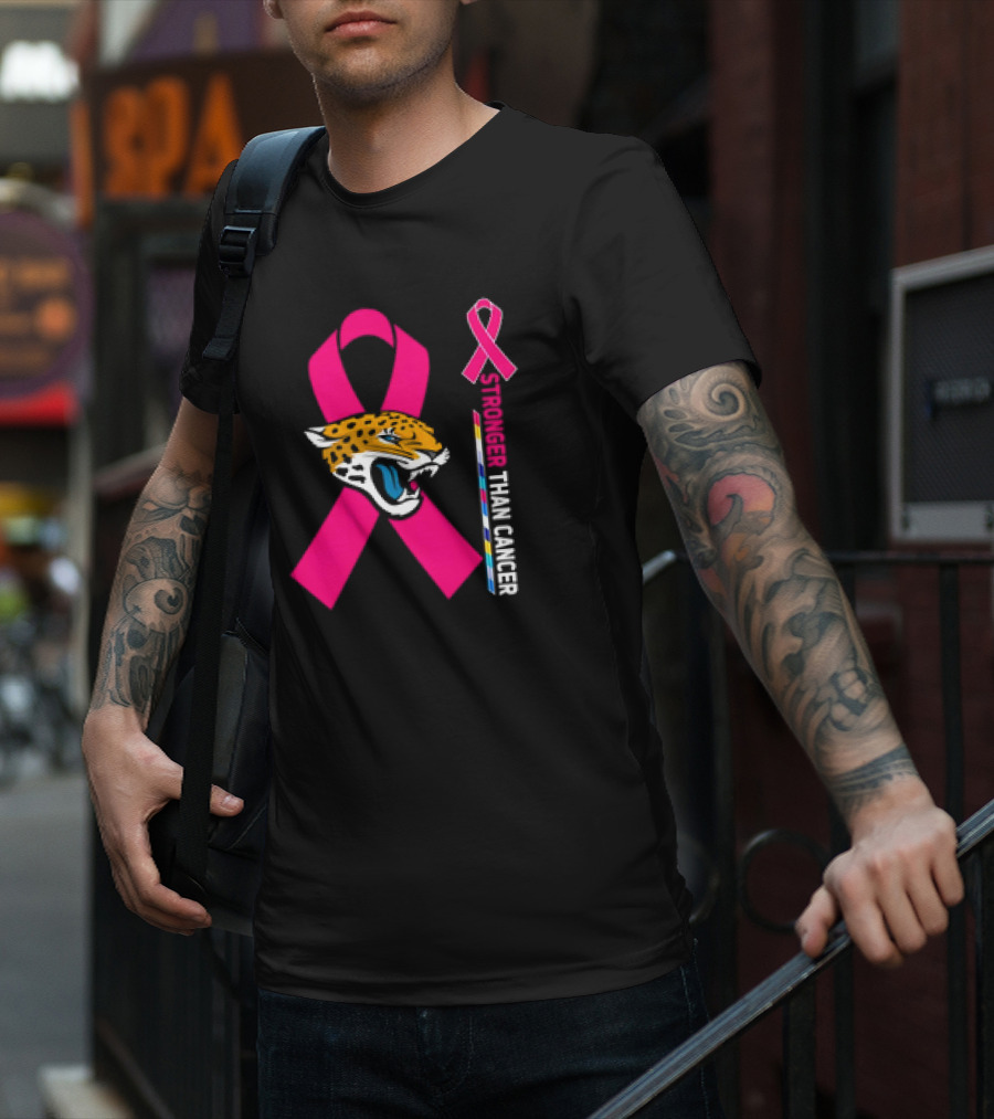 Awareness Stronger Than Cancer Pink Ribbon Jacksonville Jaguars T-Shirt