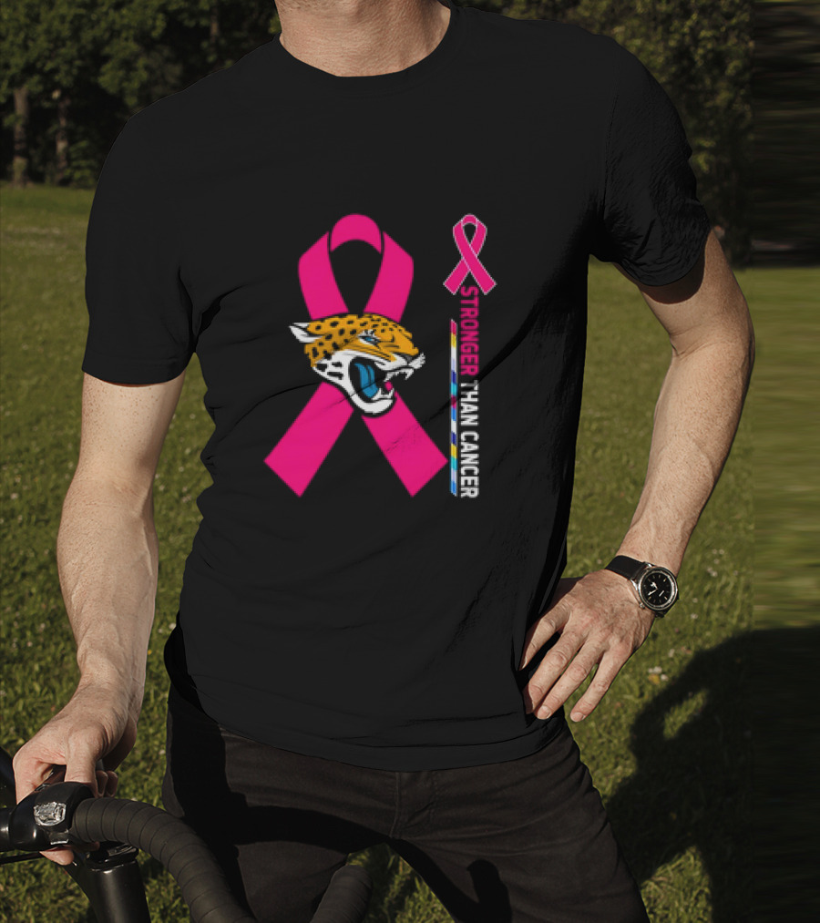 Awareness Stronger Than Cancer Pink Ribbon Jacksonville Jaguars T-Shirt