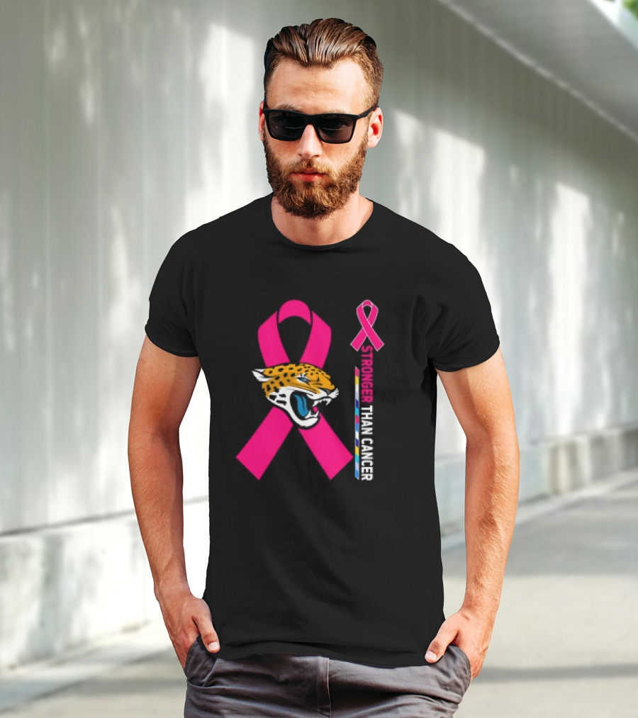Awareness Stronger Than Cancer Pink Ribbon Jacksonville Jaguars T-Shirt