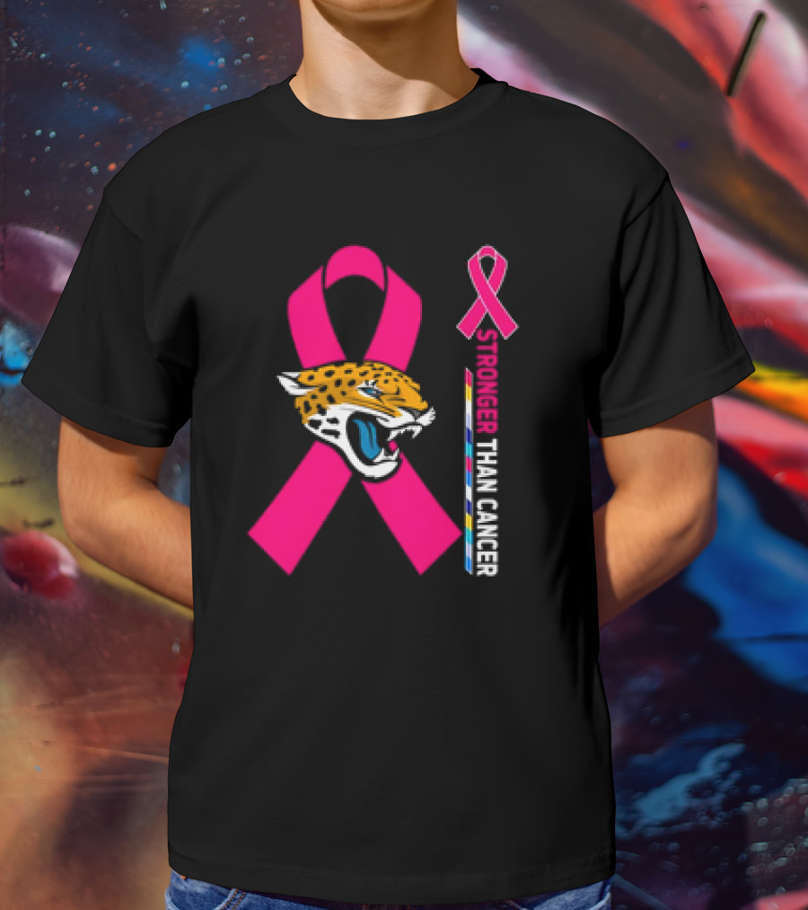 Awareness Stronger Than Cancer Pink Ribbon Jacksonville Jaguars T-Shirt