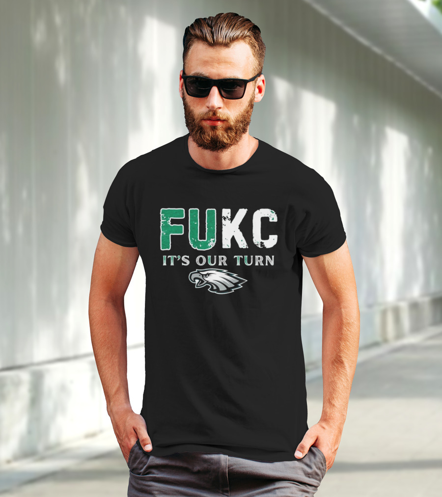 Philadelphia Eagles Fukc It’s Our Turn Bold Text Eagles Head T-Shirt
