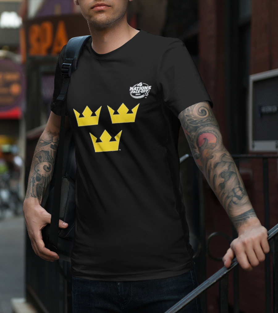 Awesome Sweden 2025 4 Nations Face-Off Primary Tre Kronor Yellow Crowns T-Shirt
