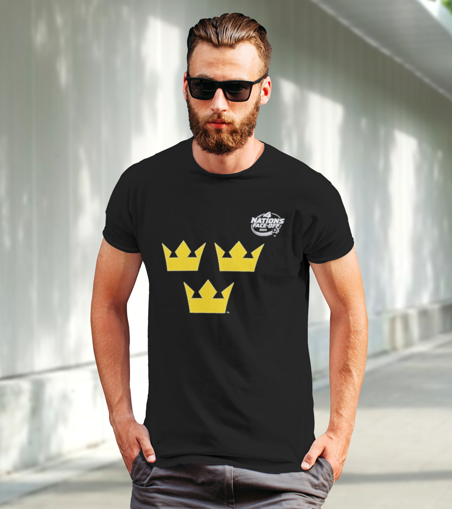 Awesome Sweden 2025 4 Nations Face-Off Primary Tre Kronor Yellow Crowns T-Shirt