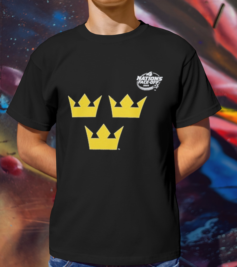 Awesome Sweden 2025 4 Nations Face-Off Primary Tre Kronor Yellow Crowns T-Shirt