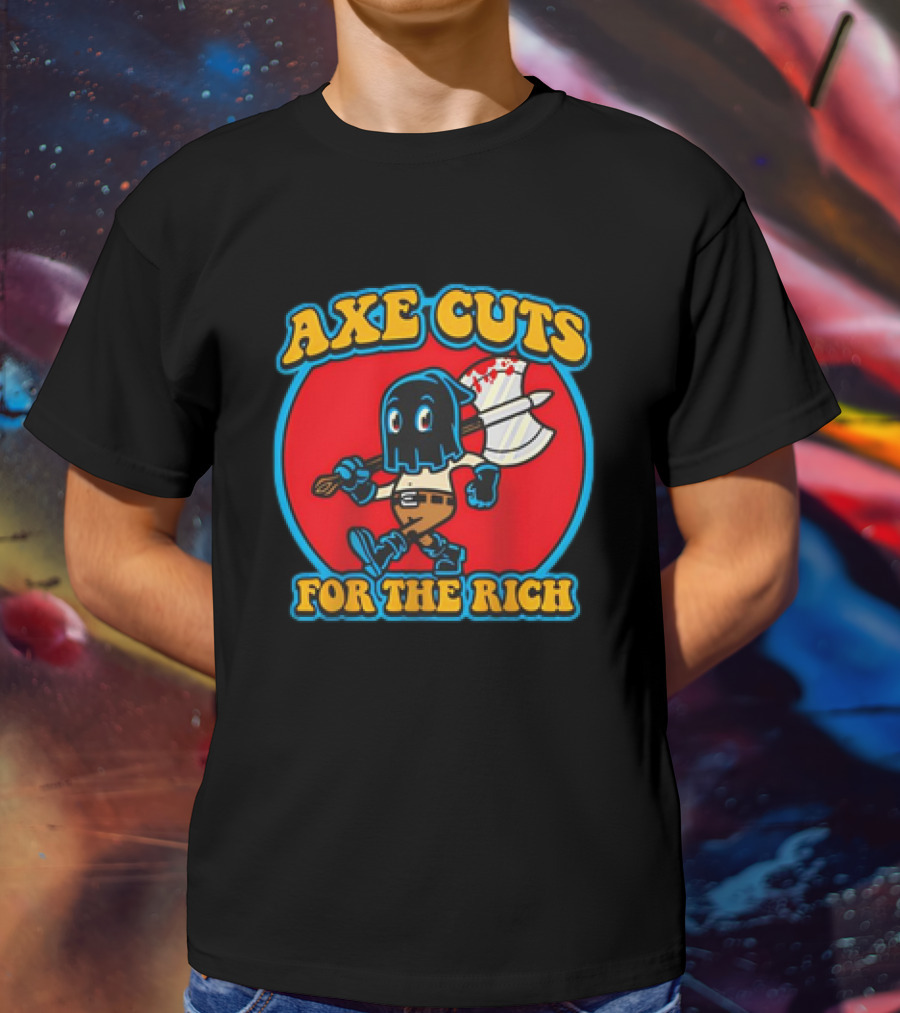Axe Cuts For The Rich Cartoon Character With Mask And Bloody Axe T-Shirt