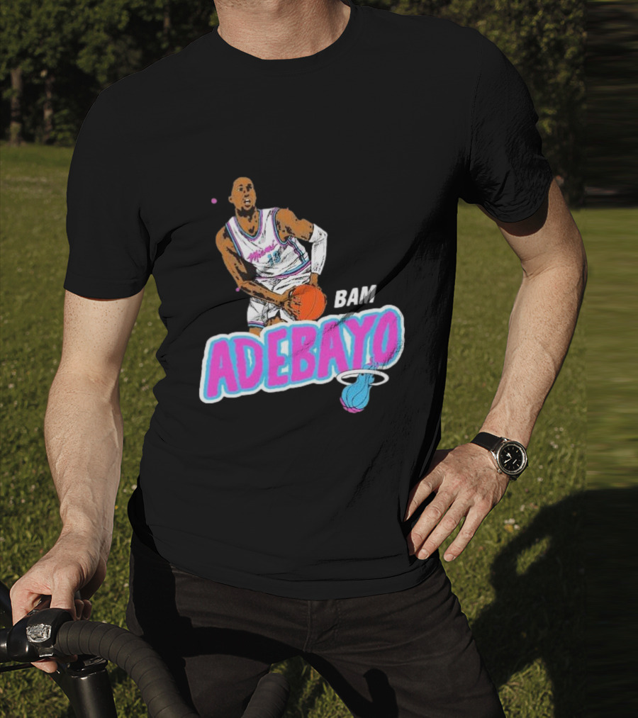 Bam Adebayo Miami Heat Retro Style Caricature With Basketball T-Shirt
