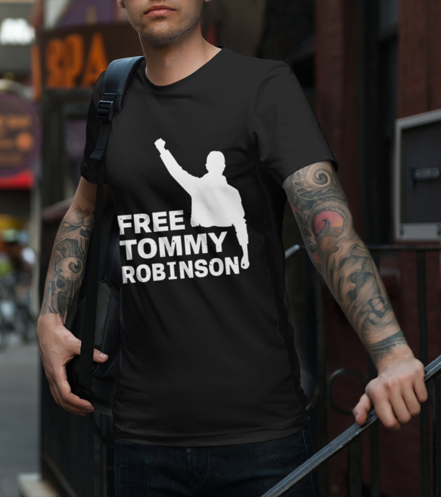 Free Tommy Robinson Activist Silhouette Fist Raised T-Shirt