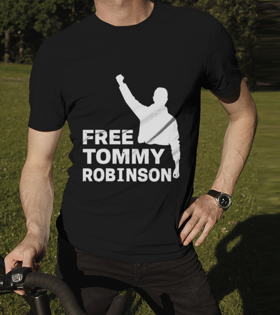 Free Tommy Robinson Activist Silhouette Fist Raised T-Shirt