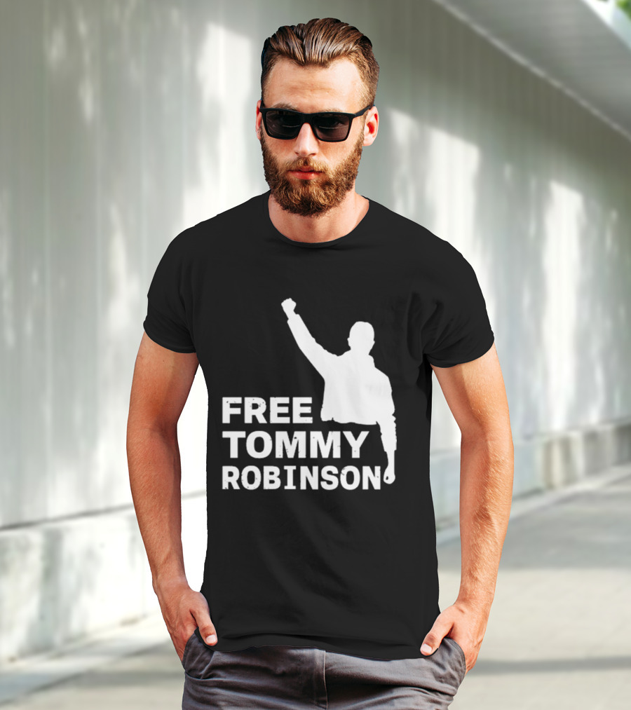 Free Tommy Robinson Activist Silhouette Fist Raised T-Shirt