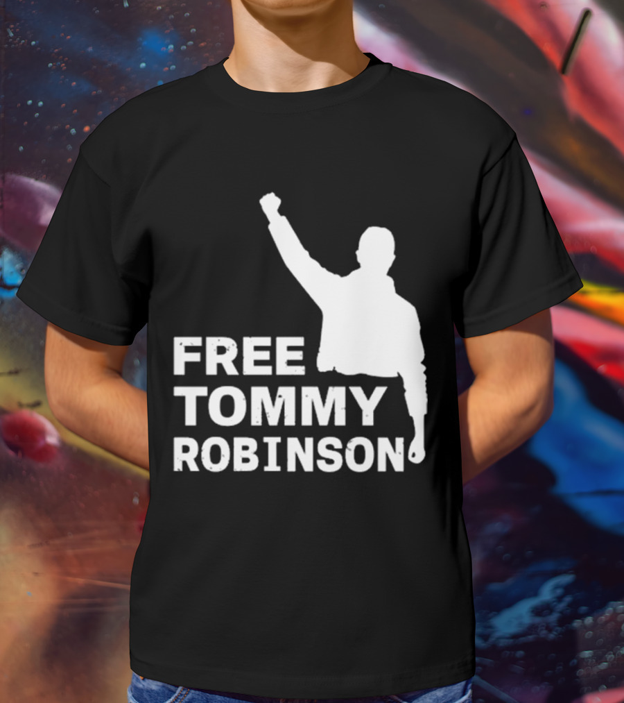 Free Tommy Robinson Activist Silhouette Fist Raised T-Shirt