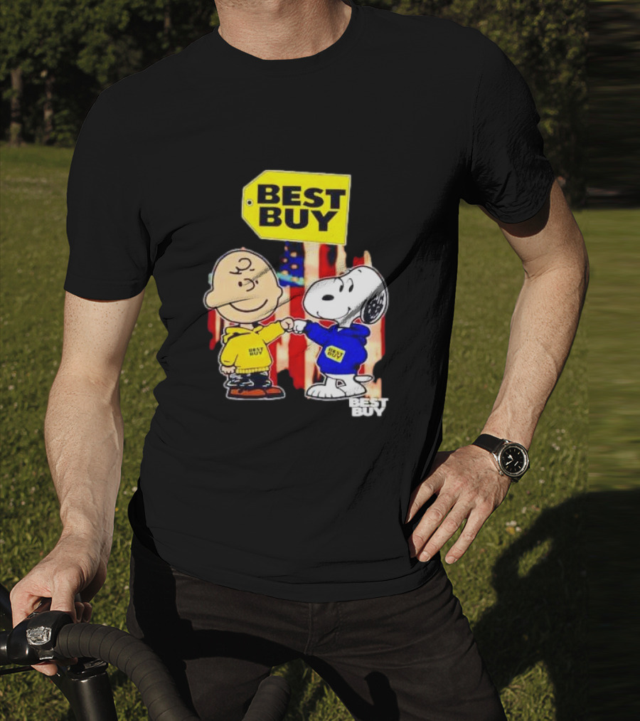 Best Buy Charlie Brown Snoopy Yellow Blue S Fist Bump T-Shirt