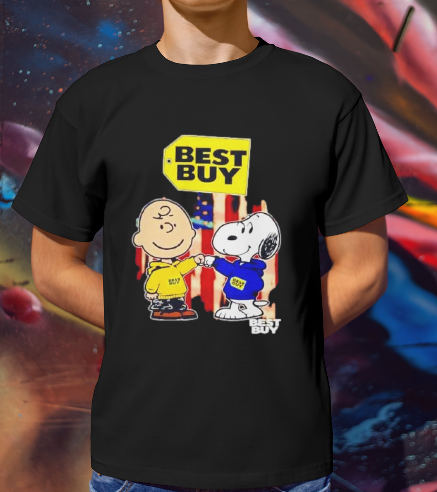 Best Buy Charlie Brown Snoopy Yellow Blue S Fist Bump T-Shirt