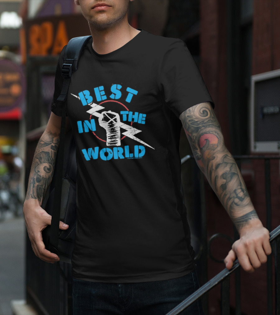 Best In The World Fist Lightning Bolt Circle T-Shirt