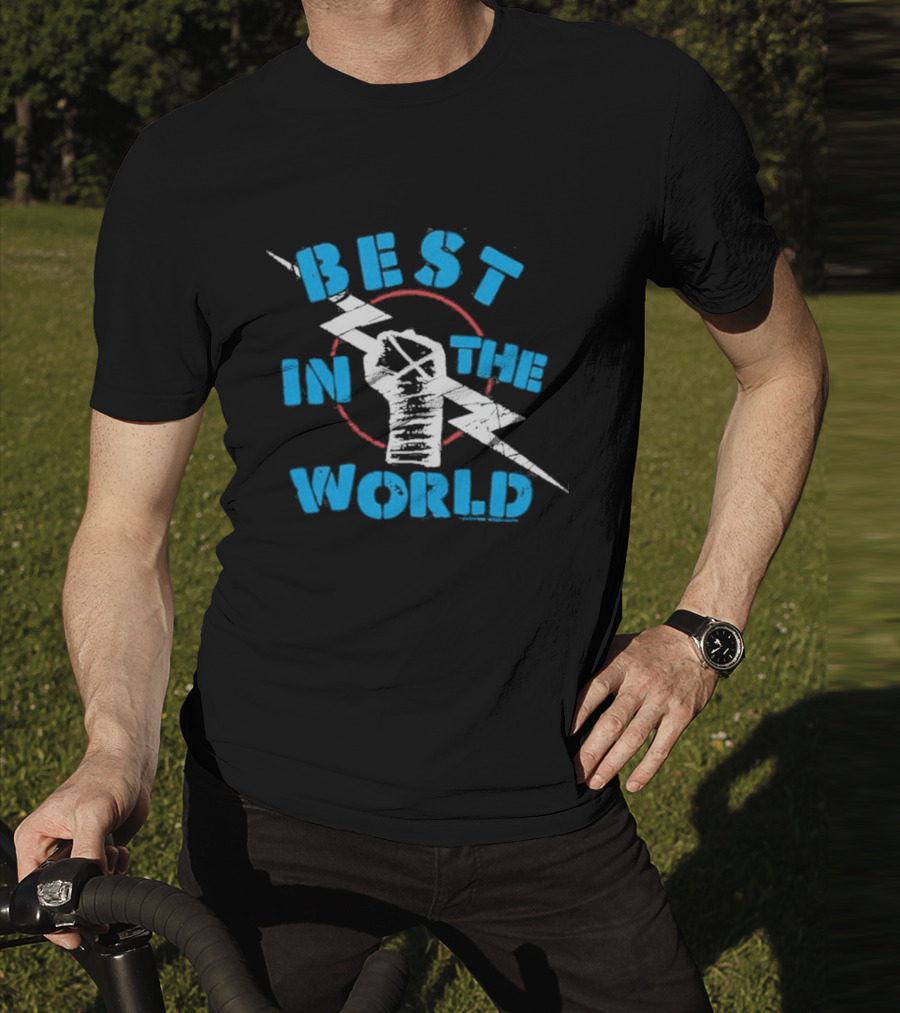 Best In The World Fist Lightning Bolt Circle T-Shirt