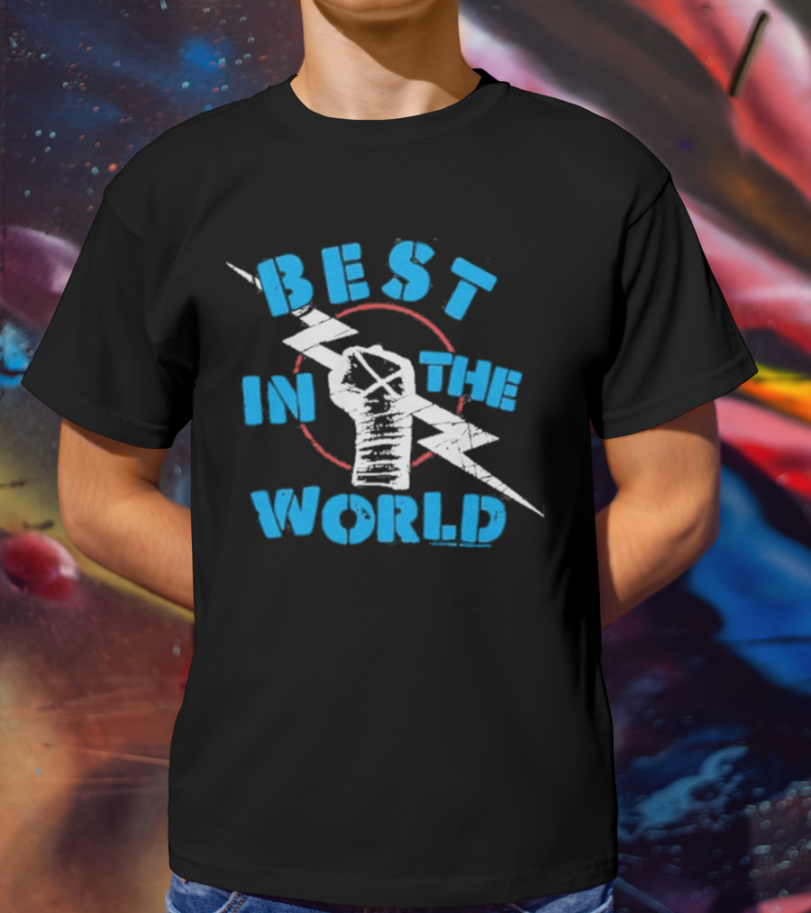Best In The World Fist Lightning Bolt Circle T-Shirt