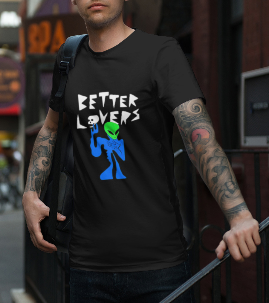 BETTER LOVERS ALIEN CHARACTER BLUE AND GREEN T-Shirt