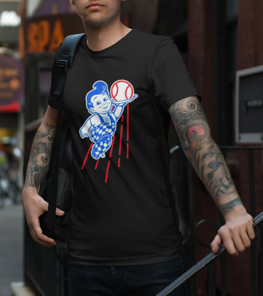 Big Boy Baseball Los Angeles Dodgers Checker Overalls Red Stripes T-Shirt