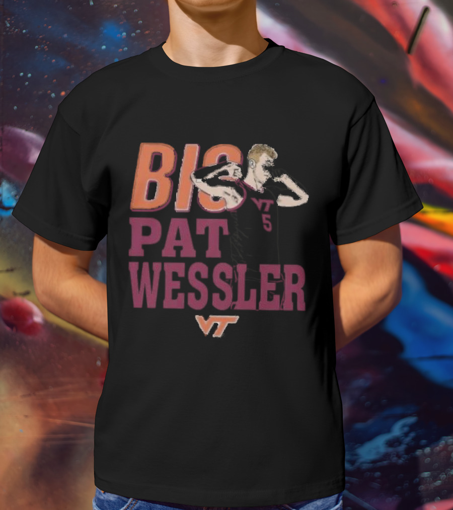 Big Pat Wessler VT Hokies Player Cartoon T-Shirt