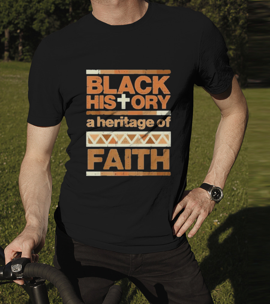Black History Cross Heritage Of Faith African Pattern T-Shirt