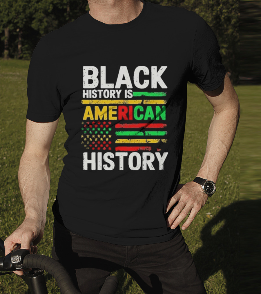 Black History Is American History Vintage Flag Design T-Shirt