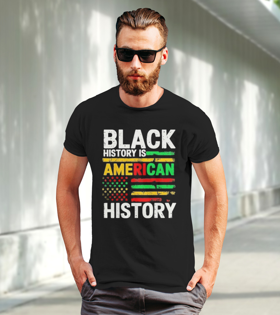 Black History Is American History Vintage Flag Design T-Shirt