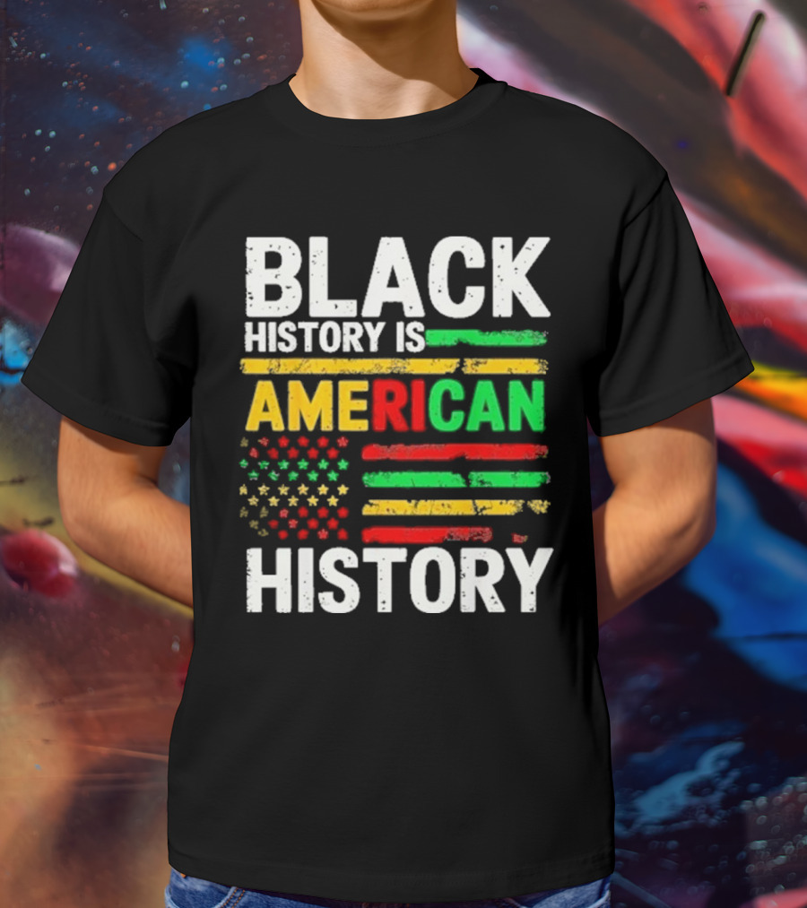 Black History Is American History Vintage Flag Design T-Shirt