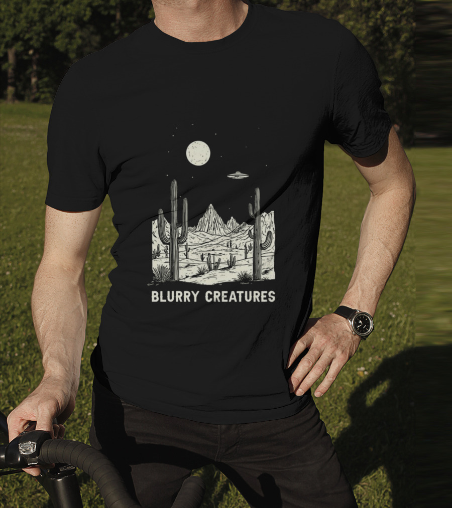 Blurry Creatures Desert Nights UFO Cactus Moon T-Shirt