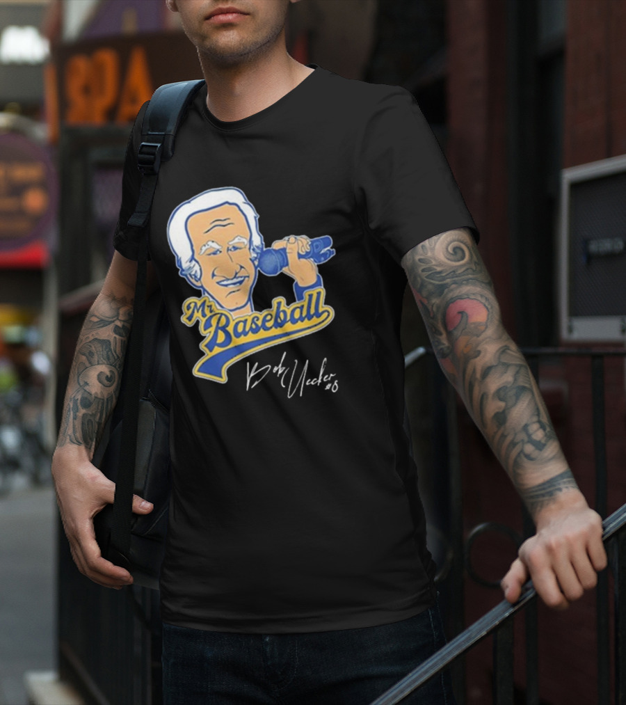 Mr Baseball Bob Uecker UECK Microphone Illustration T-Shirt