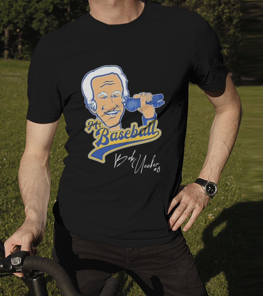Mr Baseball Bob Uecker UECK Microphone Illustration T-Shirt