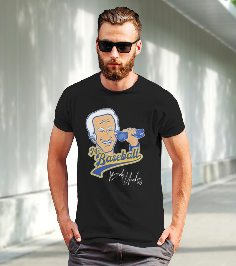 Mr Baseball Bob Uecker UECK Microphone Illustration T-Shirt