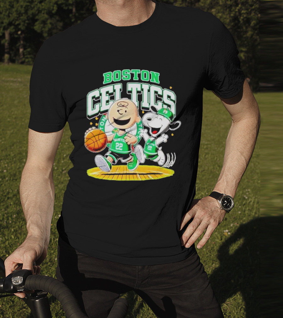 Boston Celtics Charlie Brown Snoopy Basketball Fan Fun T-Shirt