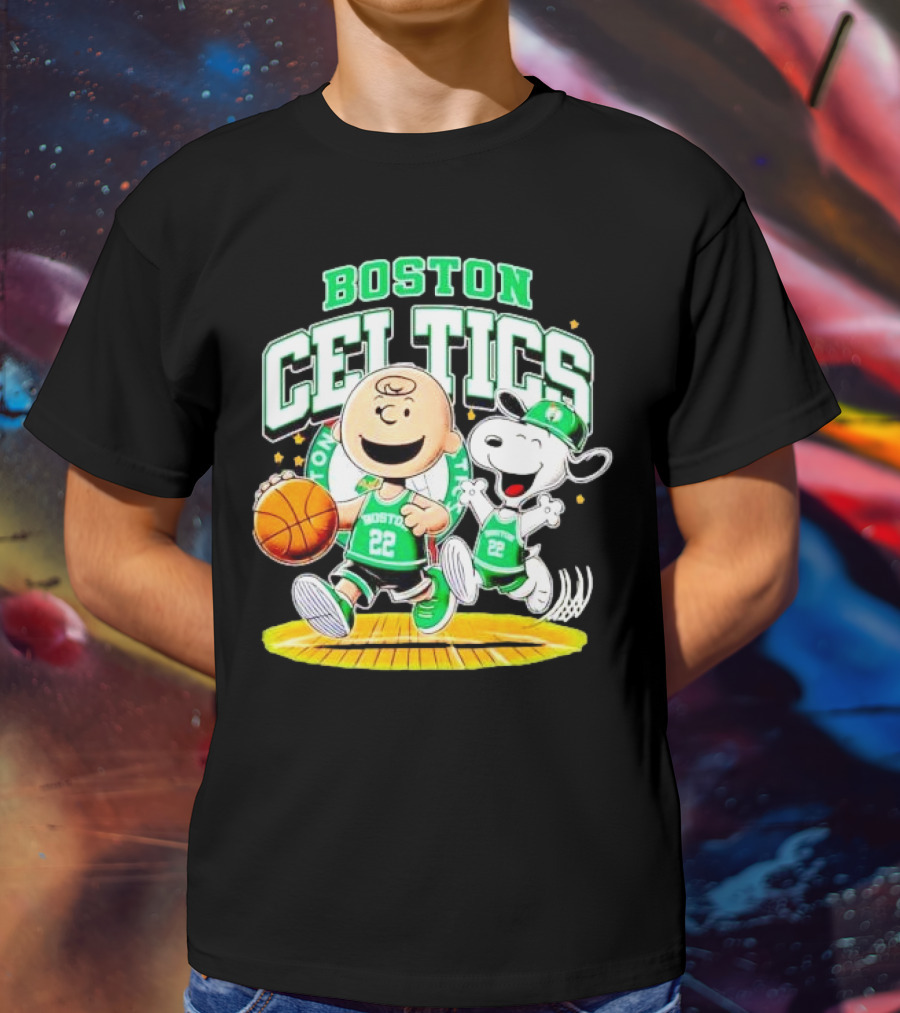 Boston Celtics Charlie Brown Snoopy Basketball Fan Fun T-Shirt