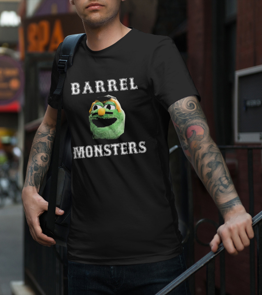Barrel Monsters Boston Red Sox 2025 Green Furry Face T-Shirt