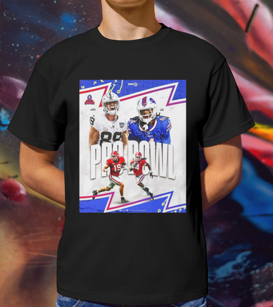 Brock Bowers Las Vegas Raiders And James Cook Buffalo Bills 2025 Pro Bowl Games NFL T-Shirt