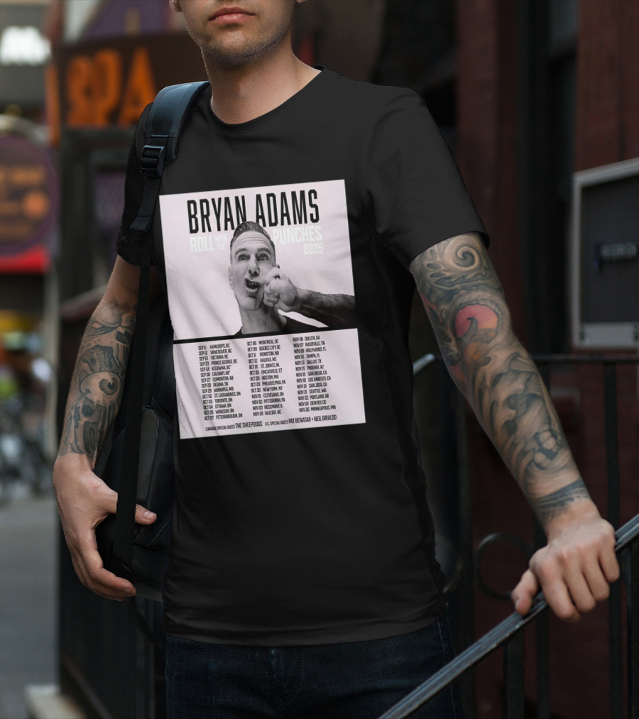 Bryan Adams Roll With The Punches 2025 North America Tour T-Shirt