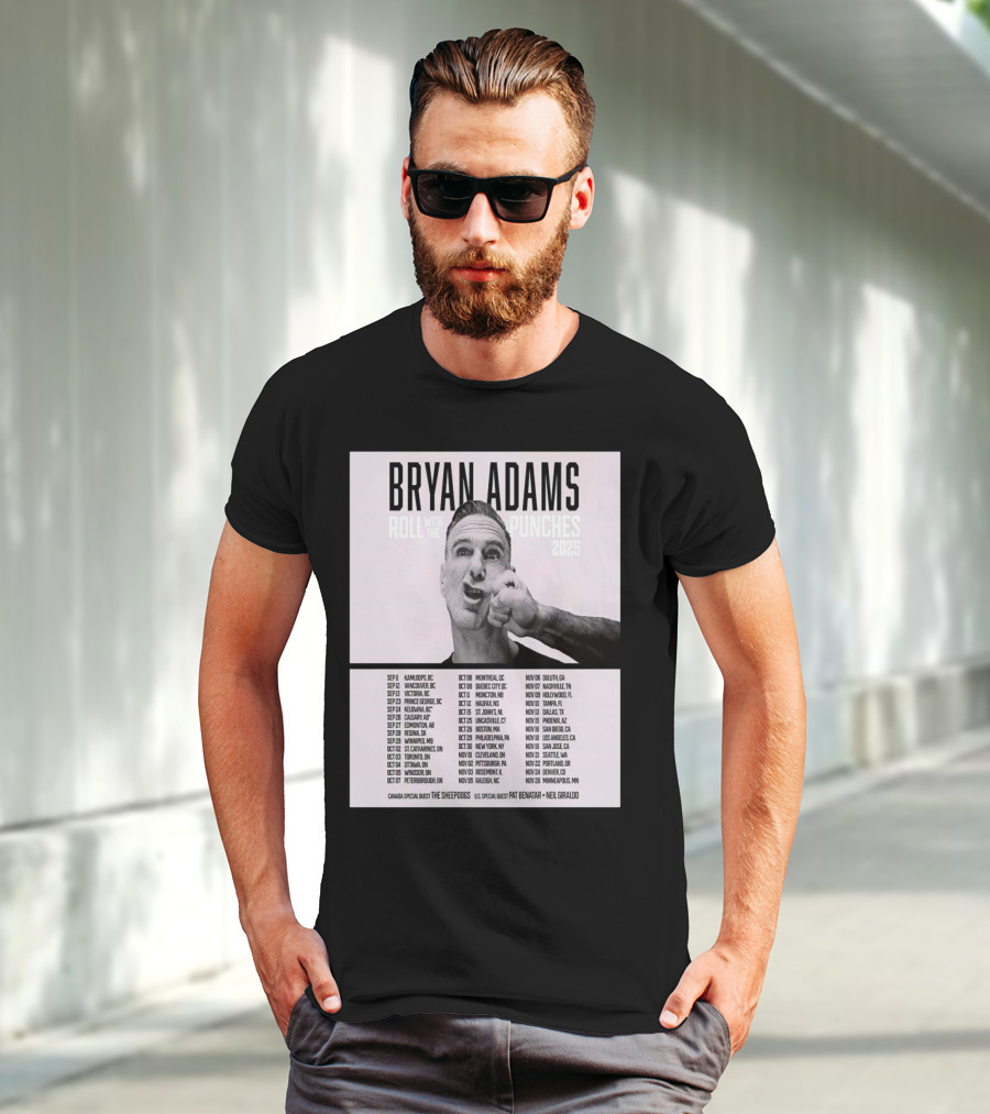 Bryan Adams Roll With The Punches 2025 North America Tour T-Shirt