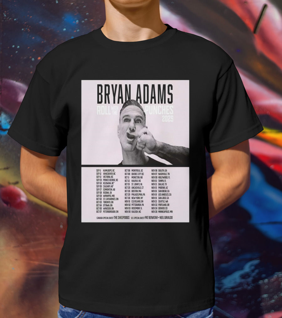 Bryan Adams Roll With The Punches 2025 North America Tour T-Shirt