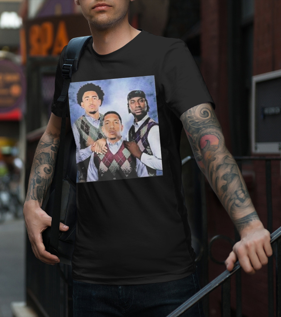 Bryce Young Chuba Hubbard Xavier Legette Vintage Argyle Sweater Step Brothers Look T-Shirt