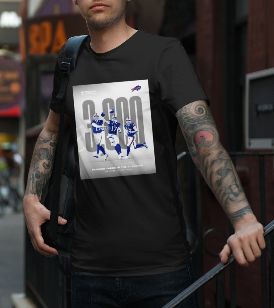 Buffalo Bills 3000 Passing Yards In The Playoffs Third-Youngest QB In NFL History T-Shirt