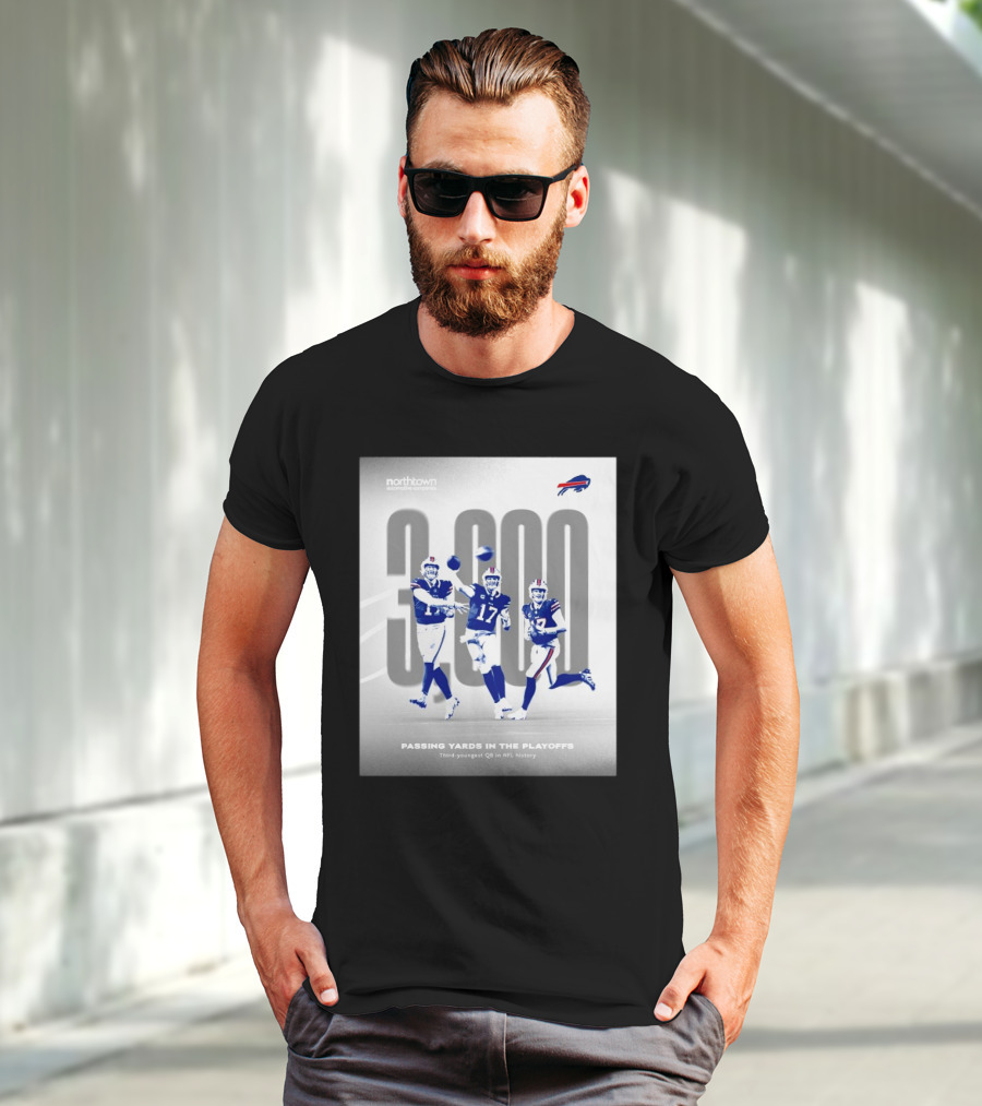 Buffalo Bills 3000 Passing Yards In The Playoffs Third-Youngest QB In NFL History T-Shirt