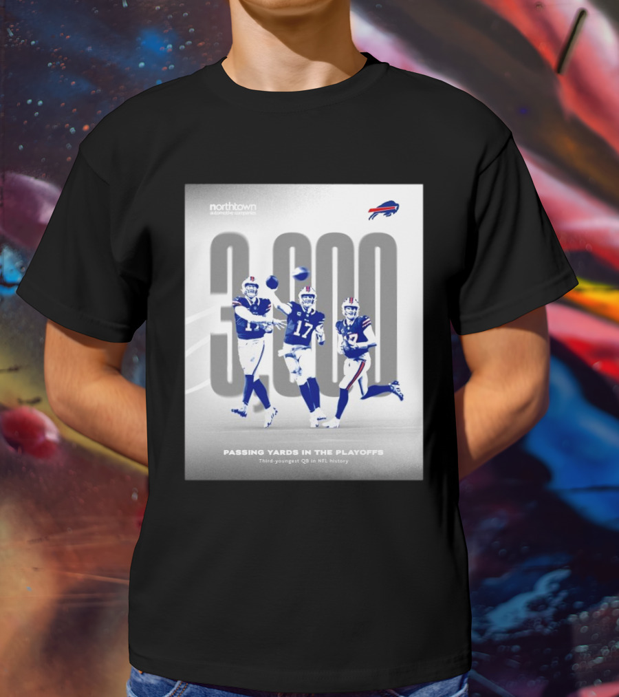 Buffalo Bills 3000 Passing Yards In The Playoffs Third-Youngest QB In NFL History T-Shirt