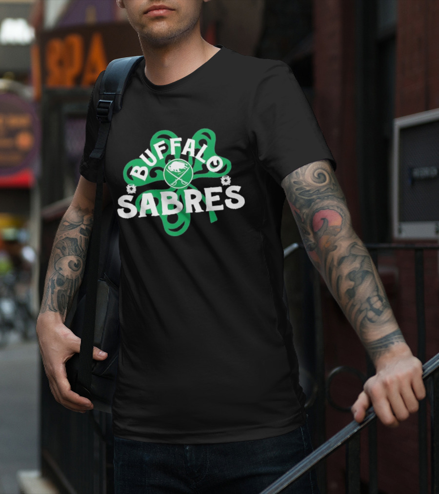 Buffalo Sabres Shamrock St. Patrick's Day Hockey T-Shirt