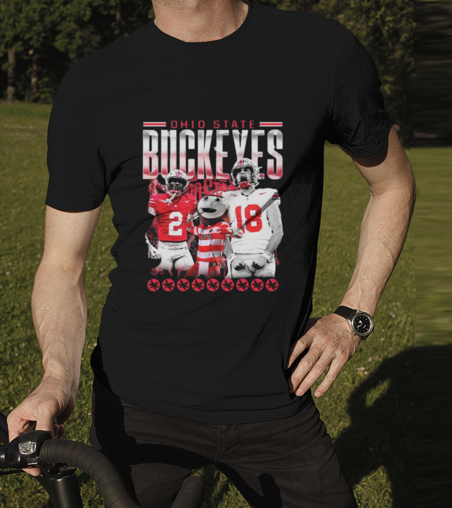 Caleb Downs X Will Howard Ohio State Buckeyes Mascot Graphic T-Shirt
