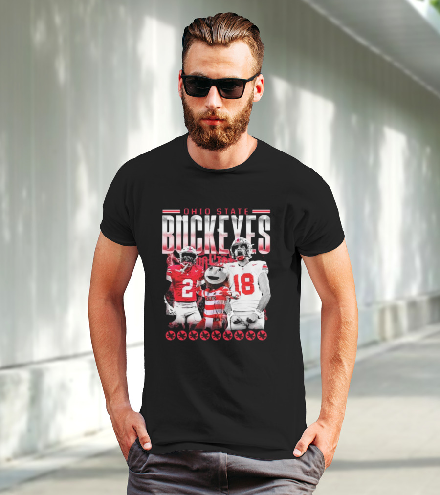 Caleb Downs X Will Howard Ohio State Buckeyes Mascot Graphic T-Shirt