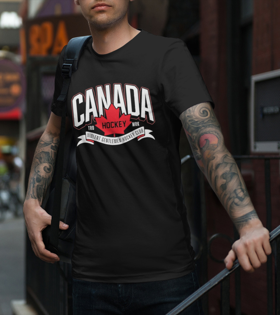 Canada Hockey Glowing Hearts Violent Gentlemen Hockey Club T-Shirt