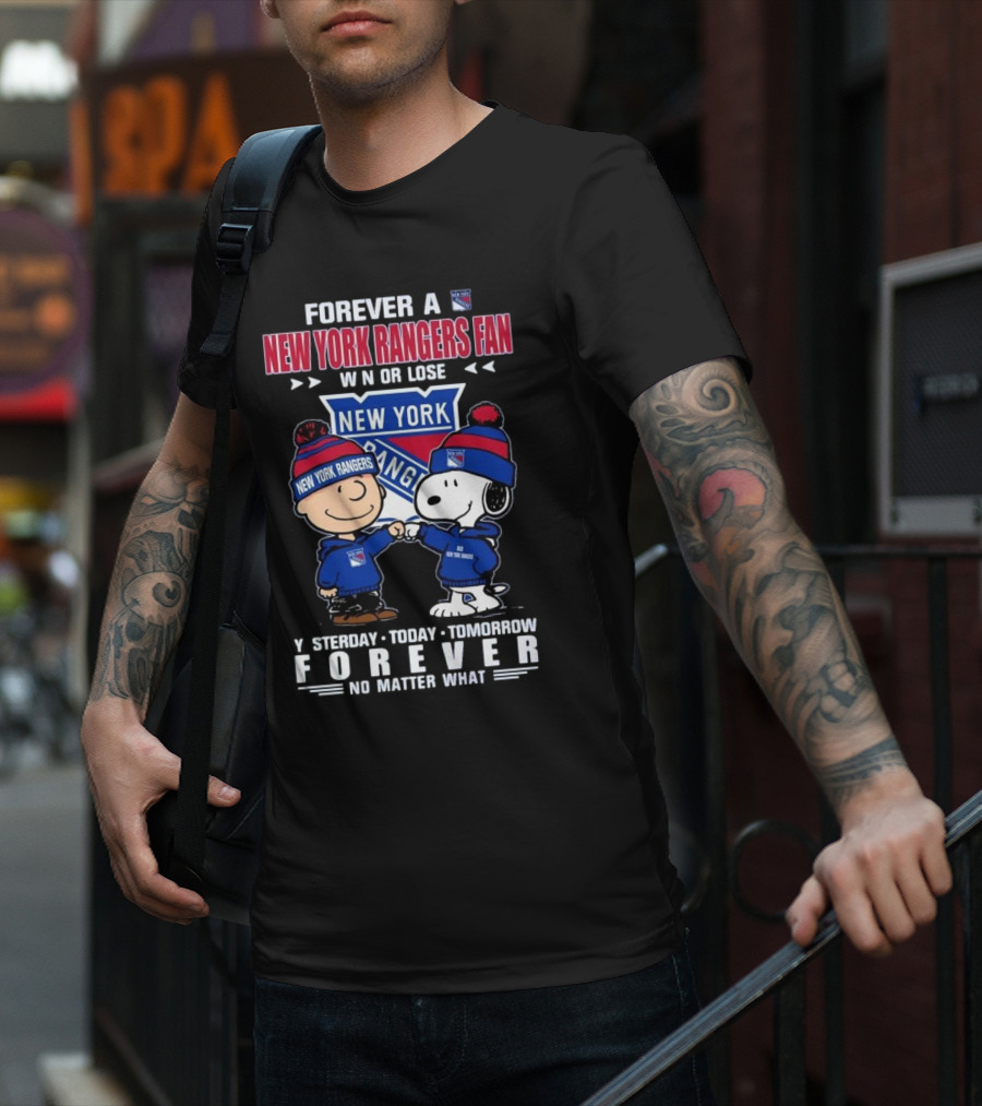Charlie Brown And Snoopy Forever A New York Rangers Fan Win Or Lose Yesterday Today Tomorrow Forever T-Shirt
