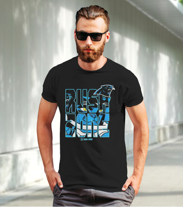 Carolina Panthers NFL Rush Zone Cartoon Football Logo T-Shirt