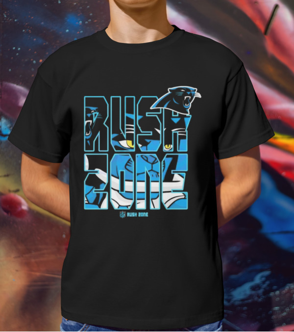 Carolina Panthers NFL Rush Zone Cartoon Football Logo T-Shirt